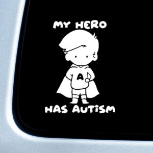 Autosticker ‘My hero has autism’ – jongen – 20x15cm|14x10cm